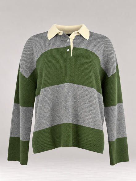 Inland, Polo in Cashmere a costa inglese con  righe larghe