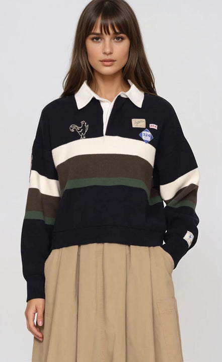 Felpa Polo Rugby a Righe Sea NY