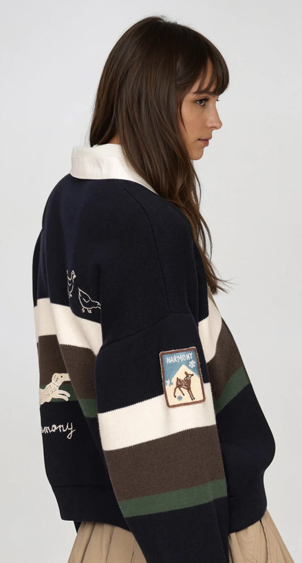 Felpa Polo Rugby a Righe Sea NY