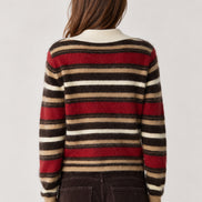 Guest In Residence, Polo Rugby a Righe in Cashmere Spazzolato Grizzly
