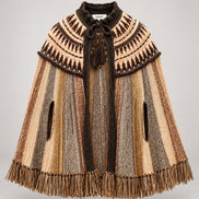 Ba&sh, Poncho in Lana con Frange Prato