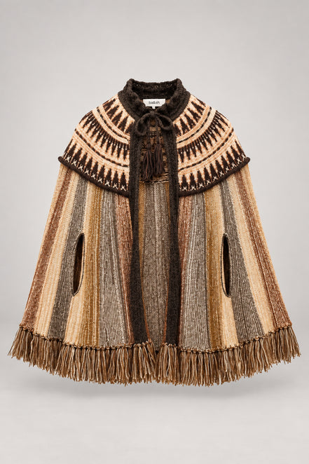 Ba&sh, Poncho in Lana con Frange Prato