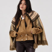 Ba&sh, Poncho in Lana con Frange Prato