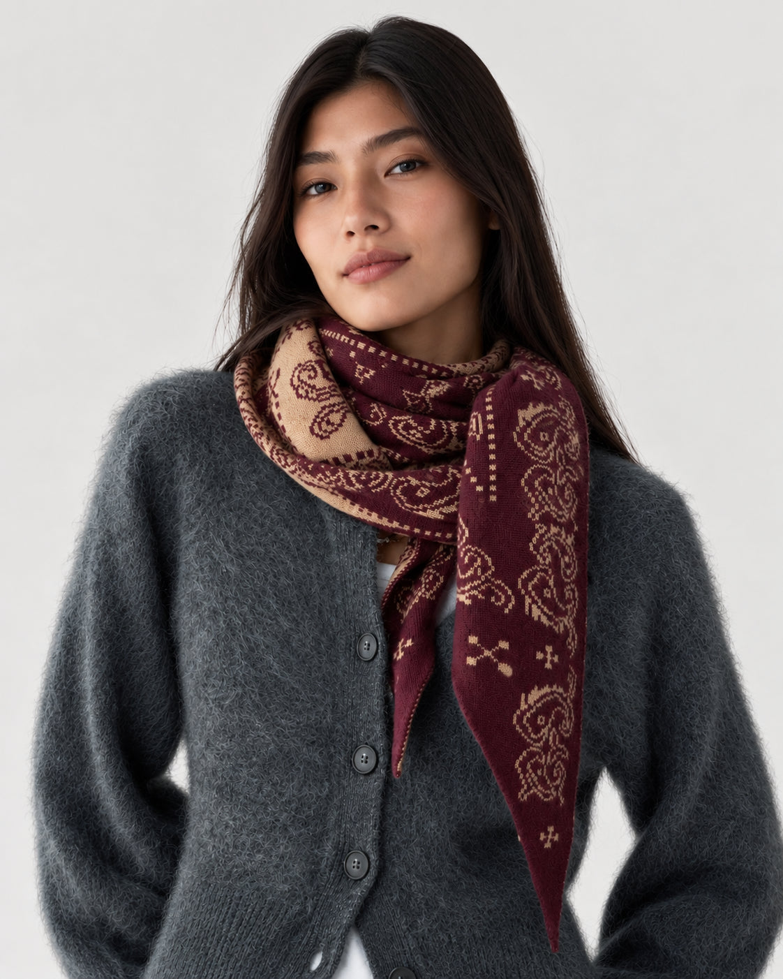 Guest In Residence, Sciarpa Bandana in Cashmere Jacquard Wild Rag