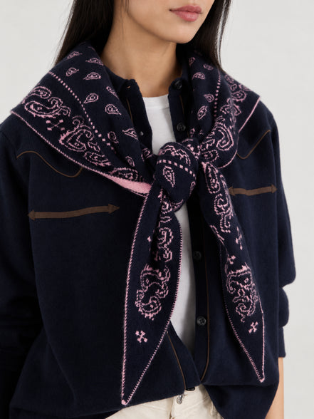 Guest In Residence, Sciarpa Bandana in Cashmere Jacquard Wild Rag