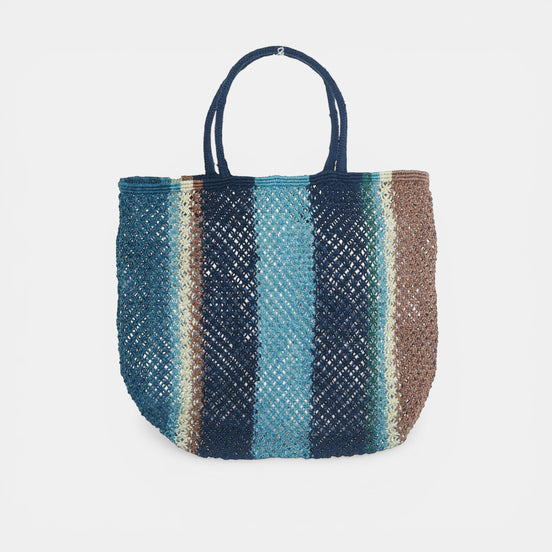 Shopper in Iuta a Righe Verticali Navy & Brown, Ronnie - The Jacksons