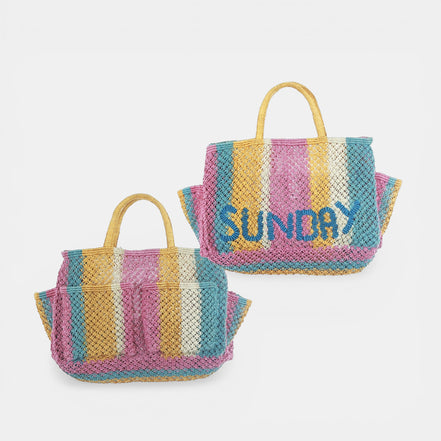 Shopper in Iuta con Scritta a Righe e Tasche, Henry - The Jacksons