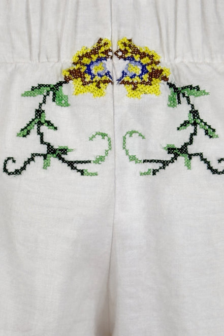 Orsina, Shorts con Rose Ricamate Punto Croce