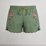 Orsina, Shorts con Rose Ricamate Punto Croce