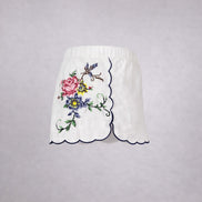 Orsina, Shorts con Rose Ricamate Punto Croce
