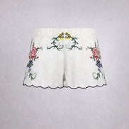Orsina, Shorts con Rose Ricamate Punto Croce