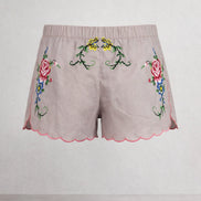 Orsina, Shorts con Rose Ricamate Punto Croce
