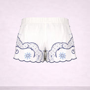 Orsina, Short Con Ricami Motivo Fiori Blu