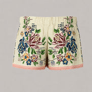 Orsina, Shorts Ricami Floreali Punto Croce