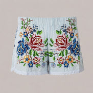 Orsina, Shorts Ricami Floreali Punto Croce