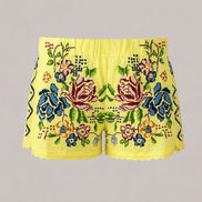 Orsina, Shorts Ricami Floreali Punto Croce