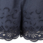 Suncoo, Shorts a Vita Alta con Cintura in Popeline di Cotone Navy