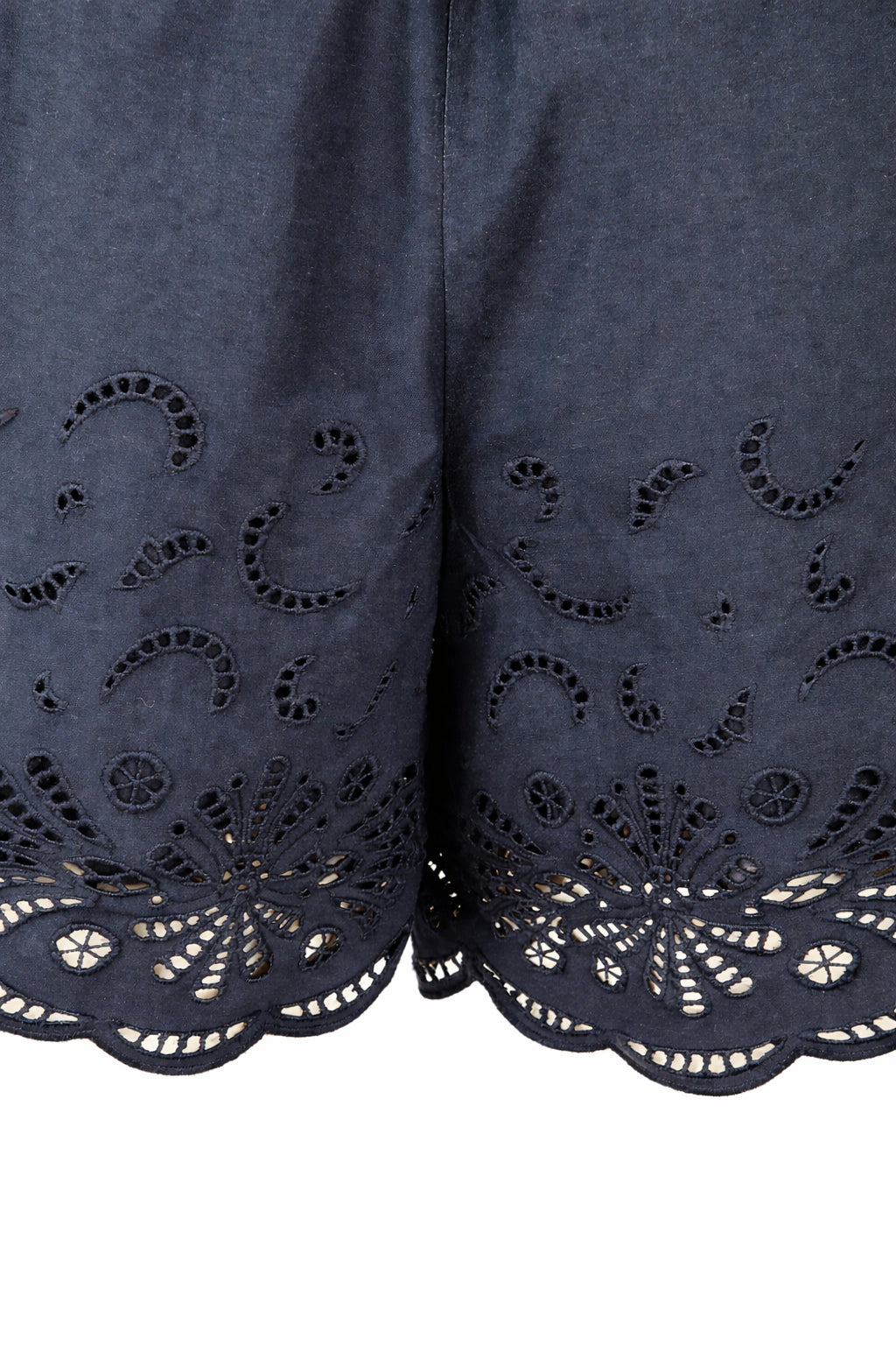 Suncoo, Shorts a Vita Alta con Cintura in Popeline di Cotone Navy