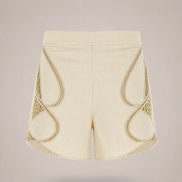 Suncoo, Shorts Vita Alta in Lino con Pizzo Brest