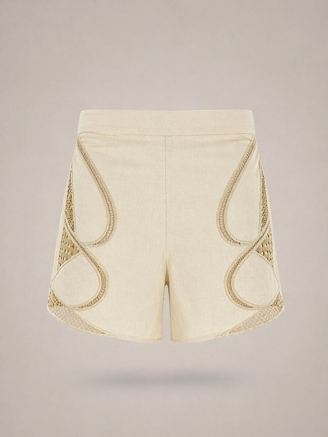 Suncoo, Shorts Vita Alta in Lino con Pizzo Brest