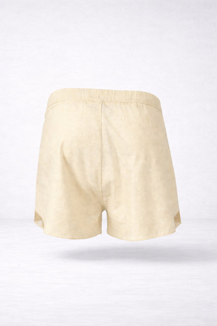 Suncoo, Shorts Vita Alta in Lino con Pizzo Brest