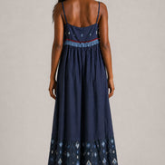 Injiri, Slip Dress Navy con Ricami Jamdani