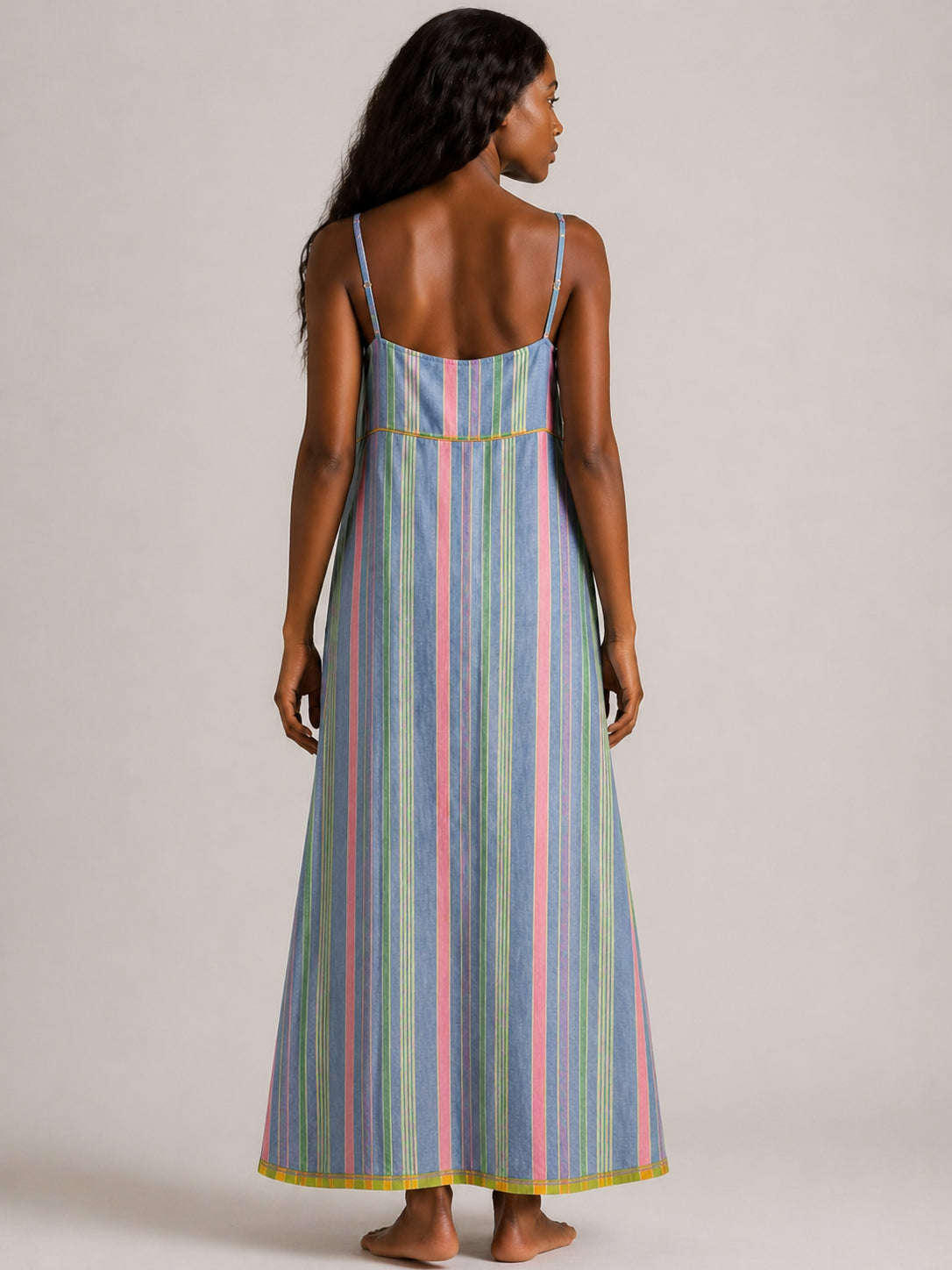 Injiri, Slip Dress in Cotone a Righe