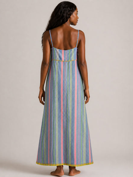 Injiri, Slip Dress in Cotone a Righe