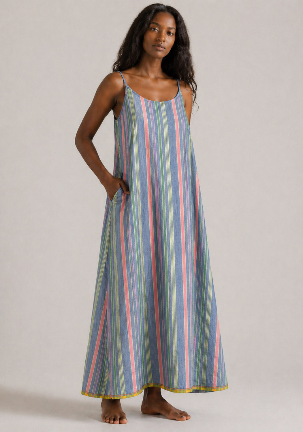Injiri, Slip Dress in Cotone a Righe