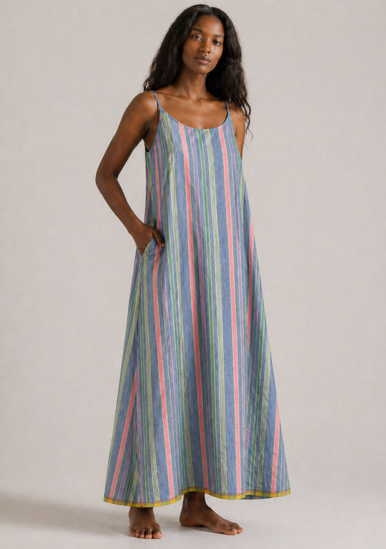 Injiri, Slip Dress in Cotone a Righe
