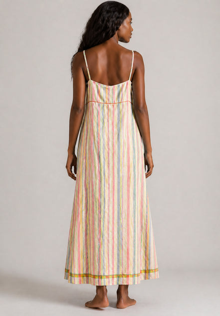 Injiri, Slip Dress in Cotone a Righe