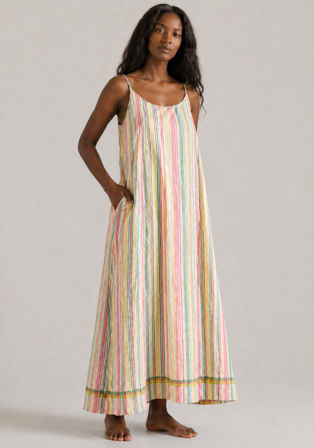Injiri, Slip Dress in Cotone a Righe