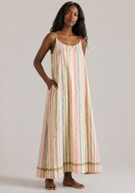 Injiri, Slip Dress in Cotone a Righe