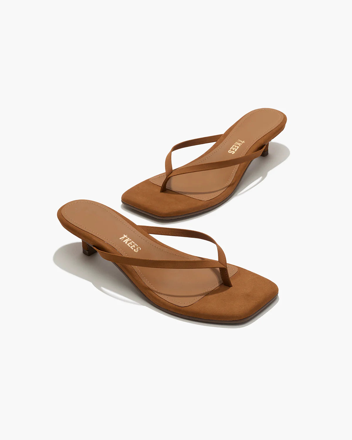 TKEES, Infradito in Suede con Tacco Julia Square Toe