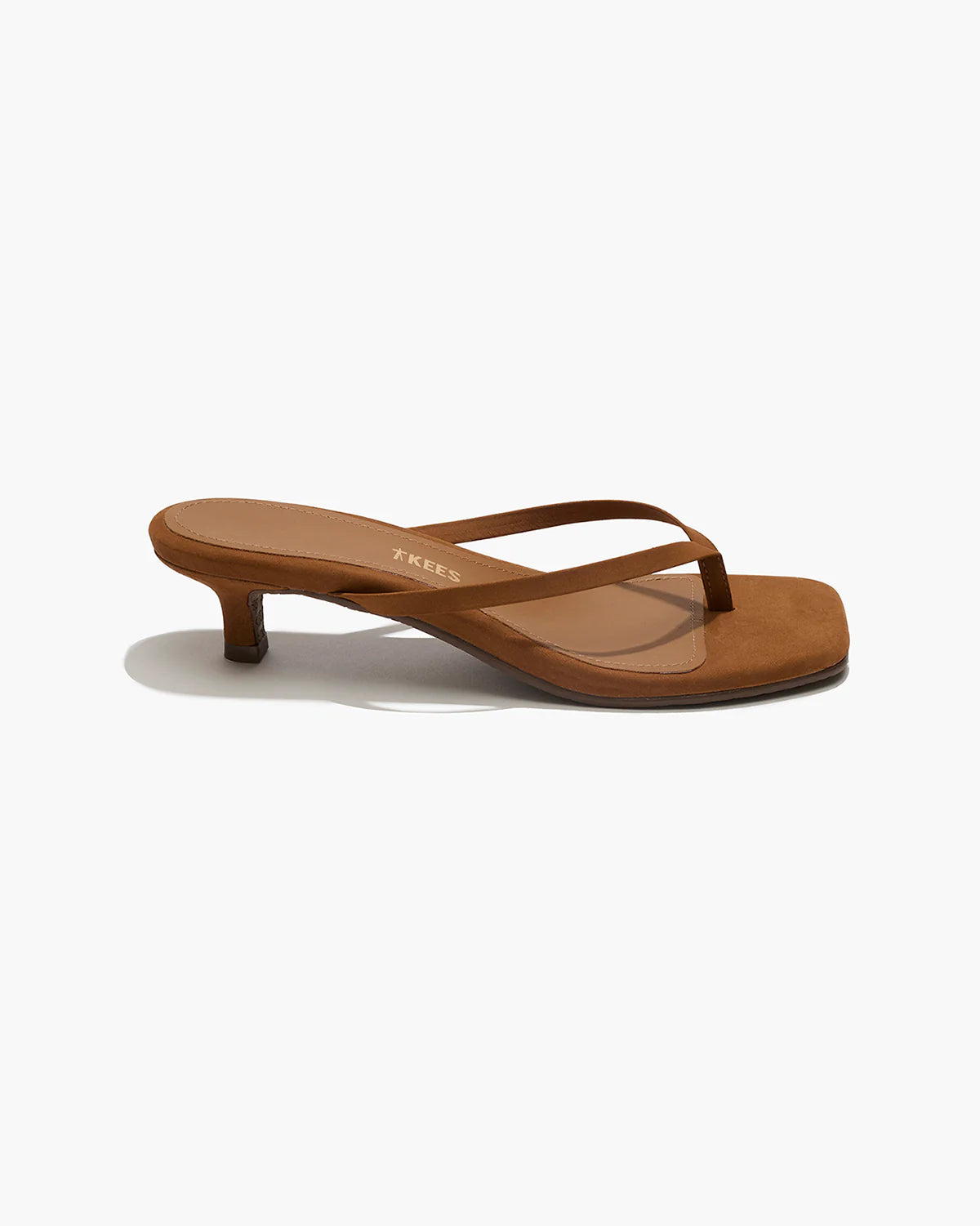 TKEES, Infradito in Suede con Tacco Julia Square Toe