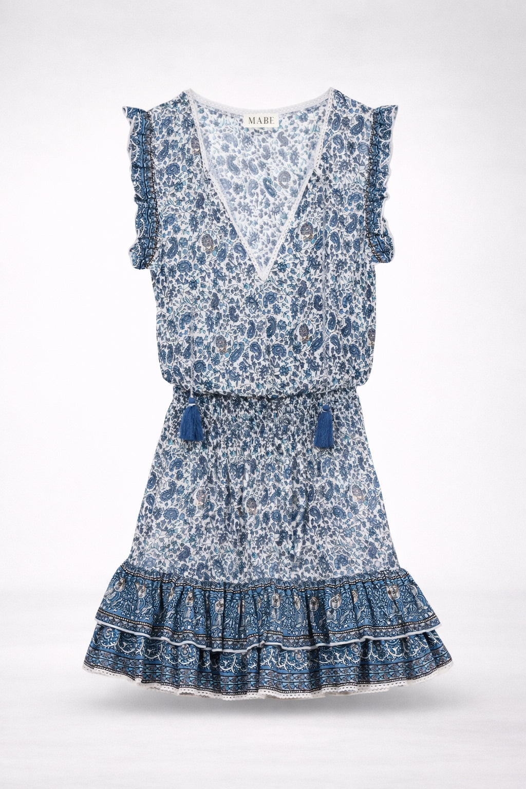 MA.BE Apparel, Mini Abito in Cotone con Fantasia Floreale Esti