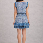 MA.BE Apparel, Mini Abito in Cotone con Fantasia Floreale Esti