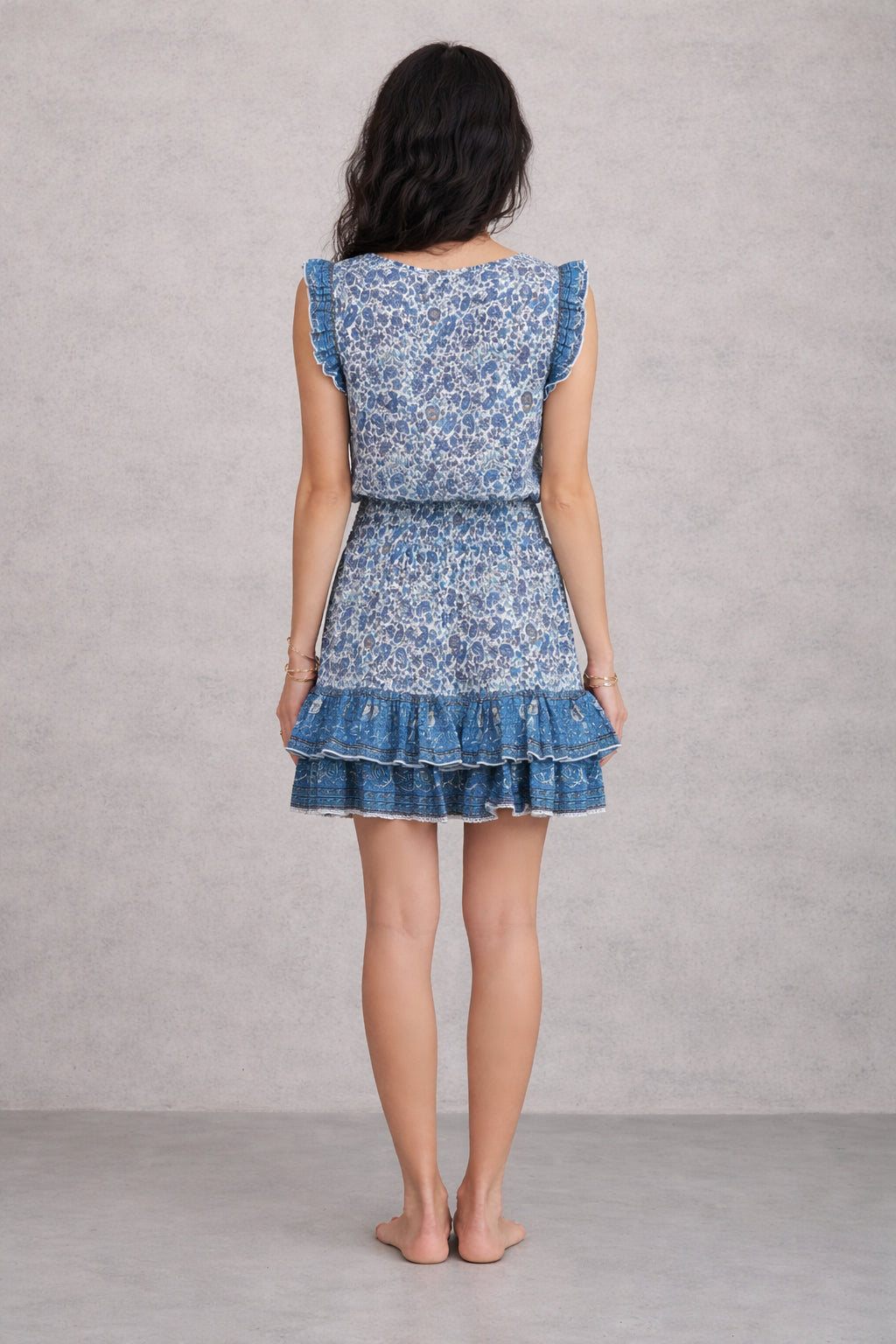 MA.BE Apparel, Mini Abito in Cotone con Fantasia Floreale Esti