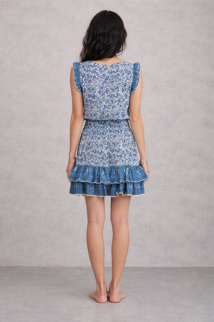 MA.BE Apparel, Mini Abito in Cotone con Fantasia Floreale Esti