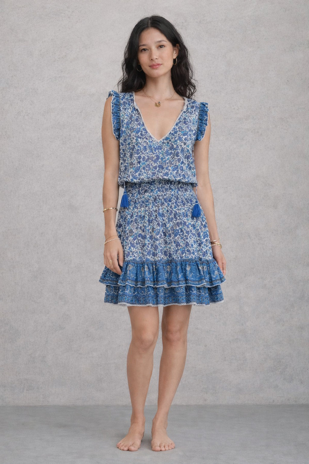 MA.BE Apparel, Mini Abito in Cotone con Fantasia Floreale Esti