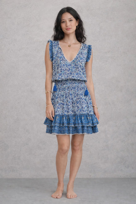 MA.BE Apparel, Mini Abito in Cotone con Fantasia Floreale Esti