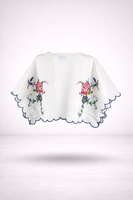 Orsina, Top Cropped con Ricami Punto Croce