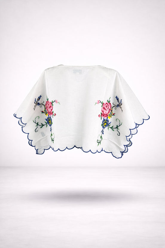 Orsina, Top Cropped con Ricami Punto Croce