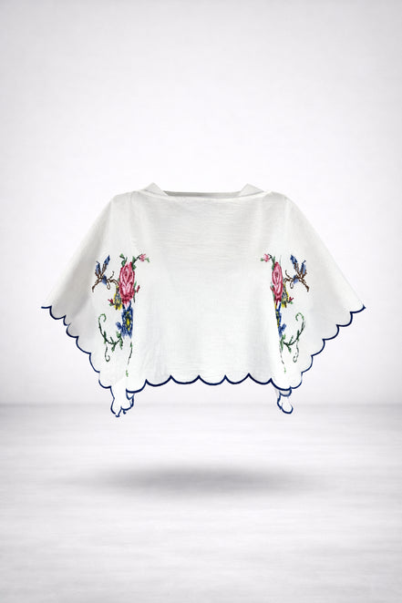 Orsina, Top Cropped con Ricami Punto Croce