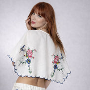 Orsina, Top Cropped con Ricami Punto Croce