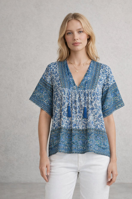 MA.BE Apparel, Caftano in Cotone Stampa Floreale Esti