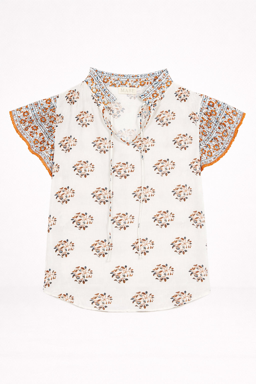 MA.BE Apparel, Top con Volants in Cotone Fantasia Stella
