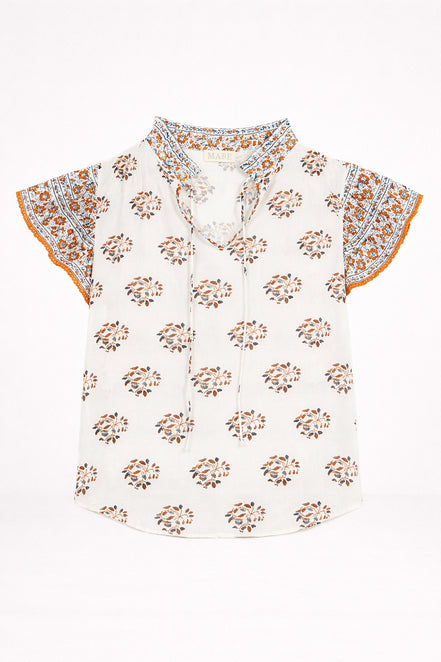 MA.BE Apparel, Top con Volants in Cotone Fantasia Stella