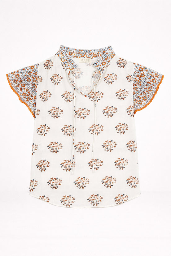MA.BE Apparel, Top con Volants in Cotone Fantasia Stella
