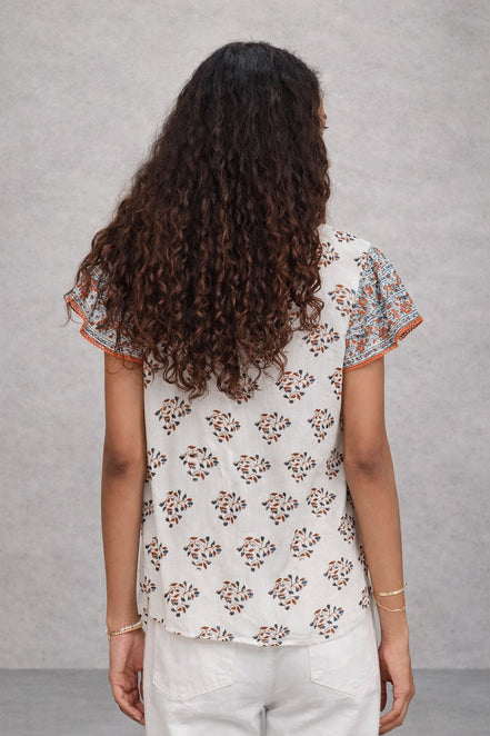 MA.BE Apparel, Top con Volants in Cotone Fantasia Stella